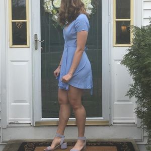 Size M Forever 21 Light Blue Wrap Dress